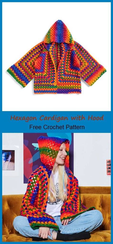 You can download Hexagon Cardigan with Hood Crochet Pattern for free Crochet Hexagon Cardigan With Hood, Hexagon Crochet Pattern Cardigan, Hexagon Cardigan Crochet Pattern Free, Crochet Cardigan With Hood, Hexagon Cardigan Crochet Pattern, Hood Crochet Pattern, Hood Crochet, Hexagon Crochet Pattern, Hexagon Cardigan