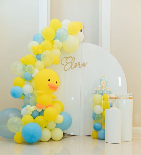 Rubber Ducky Balloon Arch, Duck Birthday Party Decorations, Rubber Duck Balloon Arch, Rubber Ducky Party Decorations, Duck Theme Birthday Party Decoration, Duck Theme Baby Shower Ideas, Duck Decorations Party, Duck Birthday Theme Decoration, Chick Baby Shower Theme