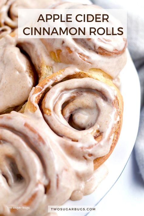 Easy Fall Cinnamon Rolls, Apple Cinammon Roll, Apple Cider Cinnamon Rolls, Apple Cider Dessert Recipes, Flavored Cinnamon Rolls Homemade, Apple Cider Baking Recipes, Apple Cider Recipes Desserts, Cinnamon Rollups, Recipes Using Apple Cider