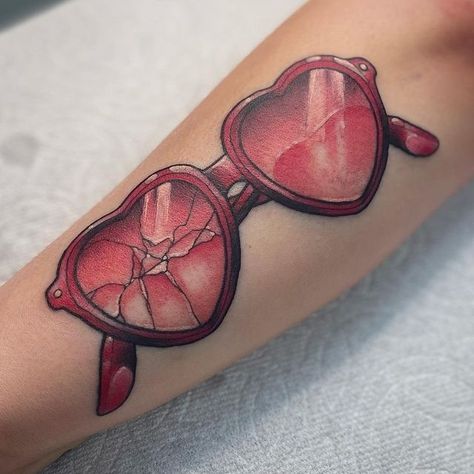 Glass Shatter Tattoo, Heart Of Glass Tattoo, Heart Glasses Tattoo, Sunglass Tattoo, Heart Made Of Glass Tattoo, Heart Sunglasses Tattoo, Heart Shaped Glasses Tattoo, Heart Shaped Sunglasses Tattoo, Rose Tinted Glasses Tattoo