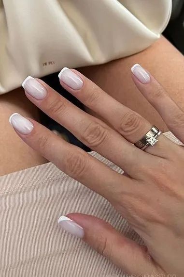 Spring French Tip Nails - the gray details French Tip Nails Not Acrylic, Gray French Nails, Grey French Nails, Gray French Tip Nails, Grey French Tip Nails, Spring French Tip Nails, Spring French Tip, French Tip Manicure, Spring Nail Trends