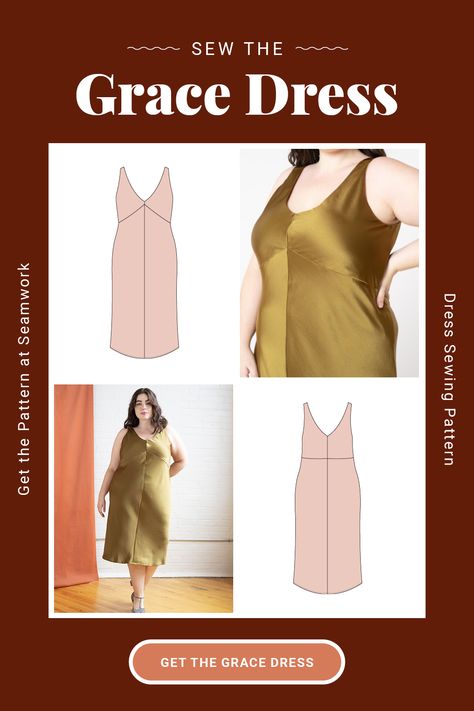 Sew the Grace dress Slip Dress Sewing Pattern, Slip Dress Pattern, Grace Dress, Garment Sewing, Horse Dress, Bias Cut Dress, Fabric Ideas, Vintage Slips, Cut Dress