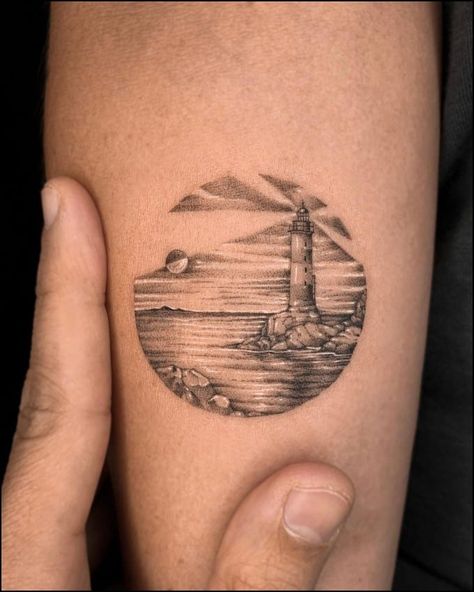 Lighthouse Tattoos For Women, Simple Lighthouse Tattoo, Lighthouse Tattoo For Women, Light House Tattoo, Lighthouse Tattoo Meaning, Lighthouse Tattoos, Tattoos And Their Meanings, Tattoo Baby, Seashell Tattoos