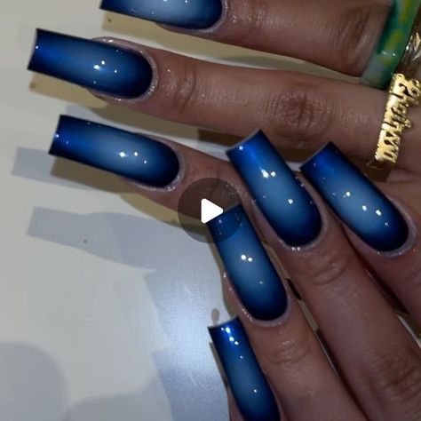 Jan Books Open 🦋 on Instagram: "aura 🦋🪞 • • • • • #nailreels #nails #nailsnailsnails #queensnailtech #nycnailtech #nailtechlife #reels #viralreels #longnails #pinknails #blacknailtech #smallbusiness #fyp #explore #tiktok #nailtipsandtricks #application #trending #trendingreels #airbrush #bluenails" Blue Nails Airbrush, Blue Air Brush Nails, Northern Light Nail Art, Sky Blue Chrome Nails, Black And Blue Aura Nails, Blue Black And White Nails, Pink And Navy Nails, Black And Blue Nail Designs, Airbrush Acrylic Nails