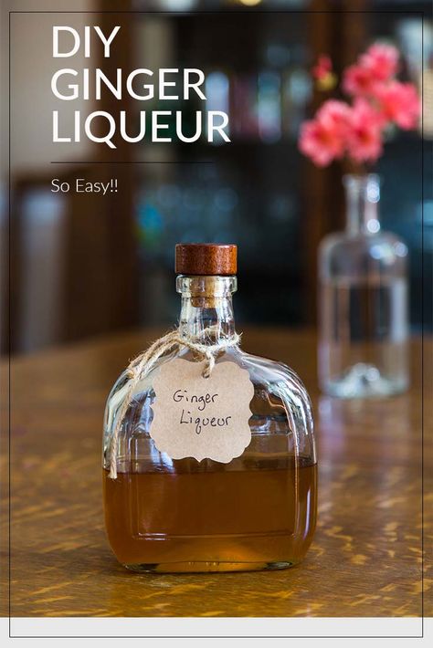 DIY Ginger Liqueur - making you own homemade ginger liqueur is so easy and it is so much less expensive than store bought!  #gingerliqueur #diyliqueur Ginger Liqueur Recipe, Infused Alcohol Recipes, Homemade Booze, Homemade Liqueur Recipes, Homemade Liqueur, Infused Liquors, Liqueur Recipes, Homemade Liquors, Presentation Food