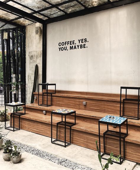 Japanese Coffee Shop, Coffee Shop Concept, Concrete Effect Paint, Industrial Cafe, Small Coffee Shop, Outdoor Restaurant Design, Coffee Shop Interior Design, Cafe Concept, Cafe Shop Design