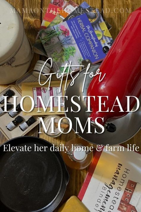 What do you buy for a homesteading woman who dreams of simple living, chickens, and tomatoes? Check out these 29 homestead mom gift ideas that she will love to receive for any occasion! #Homesteading #HomesteadingWomen #WomenOnTheHomestead #HomesteadMom #MamasOnTheHomestead #GiftIdeas #MomGiftIdeas Gifts For The Homesteader, Homesteading Gift Ideas, Homestead Gift Ideas, Homestead Must Haves, Homestead Gift Basket, Mil Gift Ideas, Homesteader Gifts, Homesteading Gifts, Gifts For Homesteaders