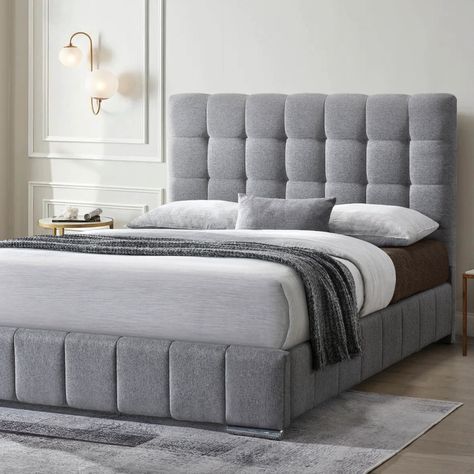 Grey Bed Ideas, Light Grey Headboard Bedroom, Sofa Headboard, Modular Bedroom, Royal Bedroom Design, Beautiful Bed Designs, Tidy Bedroom, Bedroom Design Styles, Royal Bedroom