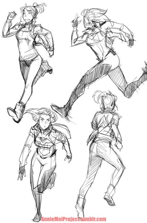 anniemeiproject: “ Had to do some personal drawings for myself so here are some various running poses of Annie ”: Running Drawing, Running Pose, Action Pose Reference, Sketch Poses, Different Poses, Anatomy Poses, 캐릭터 드로잉, Character Sketches, Anatomy Drawing