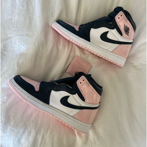 Wmns Air Jordan 1 Retro High “Bubblegum” Deadstock Brand New Still In The Box, Never Worn Size 6 Shiny Pink, Matte Navy Blue And White. Super Cute! Too Small Not Taking Offers! Retro Shoes Aesthetic, Jordan Shoes Aesthetic, Jordans For Women, Valentines Day Shoes, Pink Air Jordan 1, Best Shoes For Women, Jordan 1 Pink, Cute Jordans, Bubblegum Color