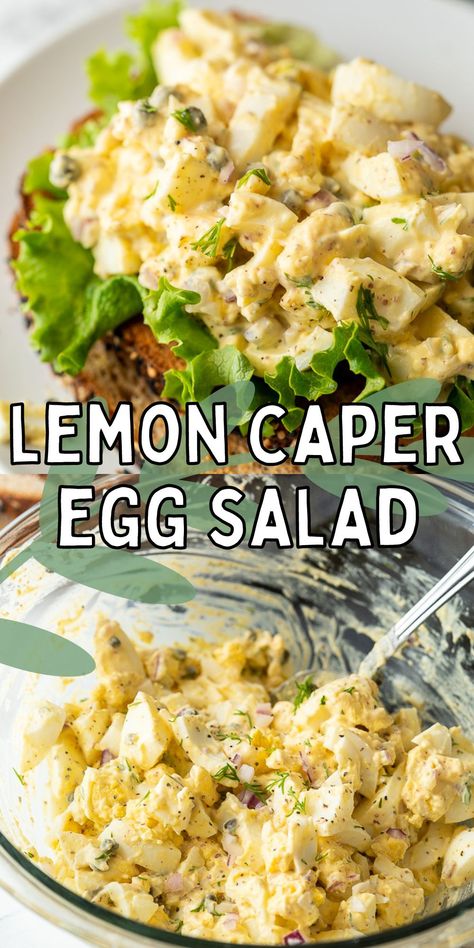 This Lemon Caper Egg Salad Recipe is filled with hard boiled eggs, onion and capers in a perfectly seasoned dressing. Egg Salad With Capers, Dill Egg Salad Recipe, Tuna Salad With Capers, Everyday Salads, Egg Salads, Veg Crispy, Best Egg Salad Recipe, Hard Boiled Egg Recipes, Creamy Peas