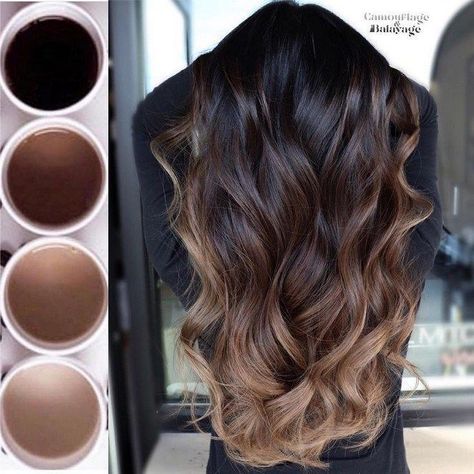 Dark Brown To Light Brown Ombre, Black Hair Ombre, Balayage Hair Color Ideas, Balayage Hair Color, Blond Balayage, Brunette Balayage, Balayage Blonde, Brunette Balayage Hair, Brown Hair Balayage