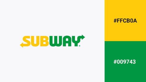 Subway Logo, Logo Color Combinations, Logo Color Schemes, Yellow Color Combinations, Donut Shops, Green Branding, Green Color Combinations, Yellow Palette, Startup Logo