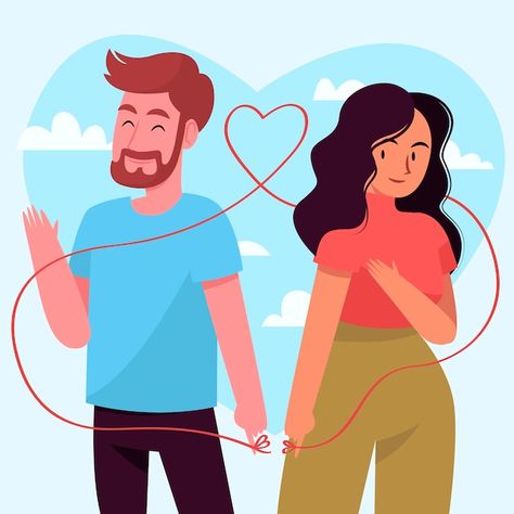 Vector gratuito ilustración de hilo rojo... | Free Vector #Freepik #freevector #relaciones-amorosas #ilustracion-pareja #relaciones #pareja