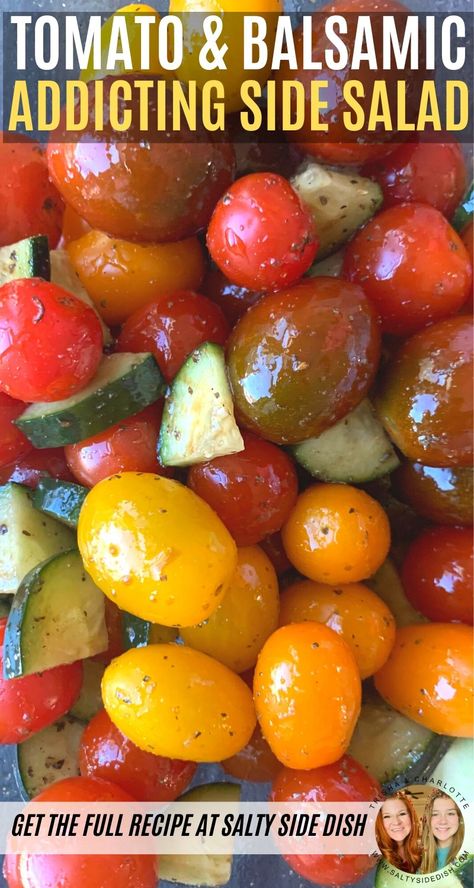 Cherry Tomato Salad with Balsamic Vinegar - Tomato salad is one of the most beautiful side dishes you can create and with the gorgeous colored small cherry tomatoes its as delicious as it is striking. Done in just minutes, this recipe is an instant go to covered in balsamic vinegar and garlic, making it a dish everyone will dive in for seconds. #tomatoes #tomatosalad #salad #sidedsalad #sidedish #recipes Cherry Tomatoes Recipes Salad, Salad Boards, Salad With Balsamic Vinegar, Tomato Side Dishes, Ultimate Salad, Cherry Tomato Salad, Cherry Tomato Recipes, Tomato Dishes, Fresh Tomato Recipes