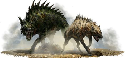 Hyenas+by+StephenCrowe.deviantart.com+on+@deviantART Wild Shape, Mysterious Universe, Beast Creature, D D Monsters, Fantasy Beasts, Fantasy Monster, Creature Concept Art, Hyena, Wizards Of The Coast