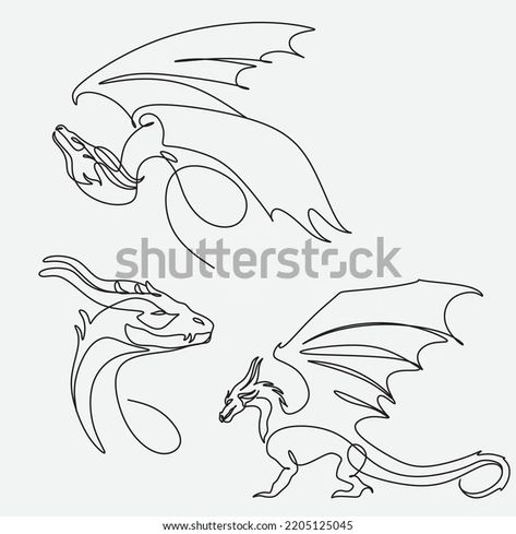 One Line Dragon, Line Drawing Dragon, Fictional Monsters, Dragon Line Drawing, Dragon Line Art, Alvia Alcedo, Maple Leaf Tattoos, Blue Dragon Tattoo, Traditional Logo