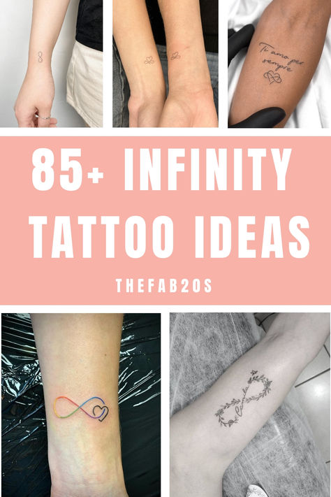 Chekc out these stunning infinity tattoo ideas! These infinity tattoo designs are stunning and unique. Delicate Family Tattoos For Women, Infinity Tattoo With Words Quotes, Tattoos With Last Name, Mens Infinity Tattoo, Mother And Son Infinity Tattoo, Fine Line Infinity Symbol Tattoo, Best Friend Tattoos Infinity Sign, Fine Line Tattoo Infinity, Infinity Tattoo Placement