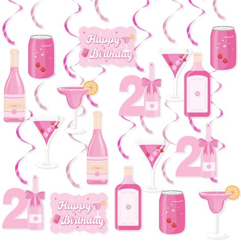 PRICES MAY VARY. 21st Birthday Decorations for Women Girls - Our 21st birthday decorations kit is created with the mission to leave every girl with beautiful memories! These 21st birthday theme party swirls feature with assorted cutouts of 6 different bottles elements, fun and unique, that will sure light up the beautiful night and make this an unforgettable moment for your party! What You Will Get - 20 Pack Set (Including Pre-strung 20Pcs Foil Swirls + 20Pcs Cutout) hanging swirls, multiple bot 21st Party Themes, 21st Birthday Party Decorations, Birthday Party Decorations For Women, 21 Birthday Party Decorations, 21st Birthday Themes, Fancy Birthday Party, 21st Birthday Sign, 21st Birthday Party, 21st Birthday Photoshoot