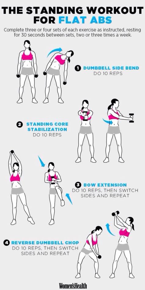 Simple Ab Workout Using Dumbells Flat Abs, Flat Stomach, Standing Workout, Motivasi Diet, Standing Ab Exercises, Beginner Workouts, Perfect Abs, Workout Bauch, Standing Abs