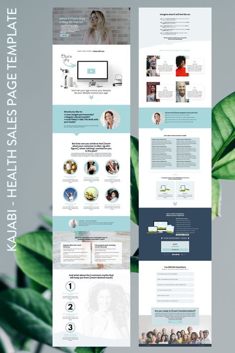 Kajabi Sales Page Template built with the Health Industry in mind, but could be used for any industry. Email Marketing Template Design, Sales Funnel Design, Sales Page Template, Mailer Design, Landing Page Website, Desain Ui, Email Template Design, Email Design Inspiration, Website Design Layout