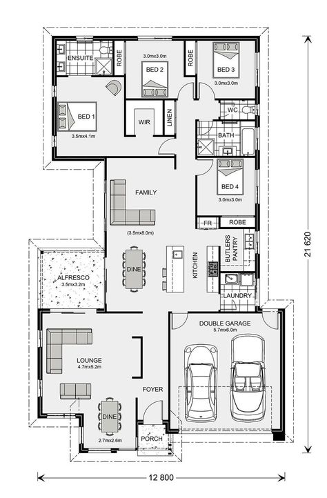 Northside 273, Home Designs in | G.J. Gardner Homes | Building plans house, Home design floor plans, House plans south africa House Building Plans, Practical House, Design Floor Plans, House Structure Design, 4 Bedroom House Designs, Floor Plans House, 20x40 House Plans, House Plans South Africa, Bungalow Floor Plans