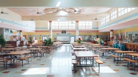 Free photo a bustling school cafeteria d... | Free Photo #Freepik #freephoto #energy #food #chairs #crowded Fancy School Cafeteria, School Cafeteria Design, Outdoor Cafeteria, School Webtoon, Fame Ideas, High School Cafeteria, School Cafeteria Food, Cafeteria Design, Energy Food