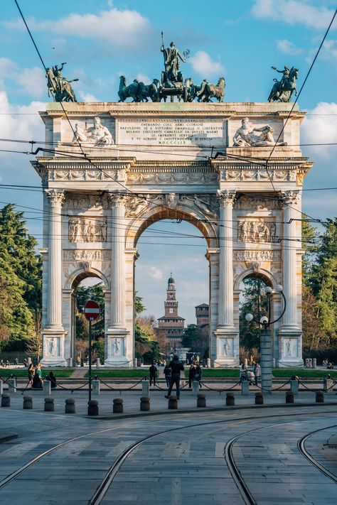 The Arco della Pace in Milan, Italy, Lombardy Milan Travel, White Car, Hotel Motel, Posters Framed, Classical Architecture, Milan Italy, Image House, City Skyline, Framed Wall