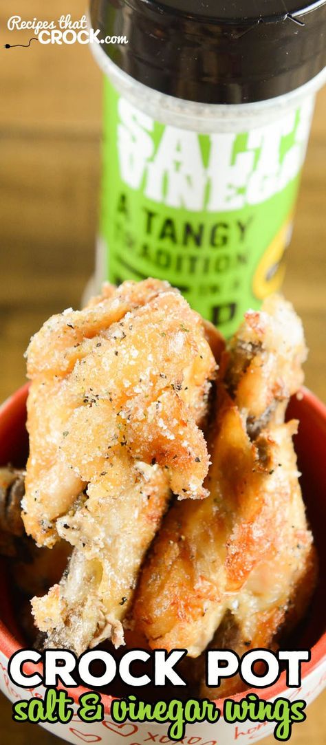 Check out our Crock Pot Salt and Vinegar Wings BW3 Copycat Recipe. Great low carb game day food or party appetizer. Salt And Vinegar Wings, Wing Restaurant, Chicken Drummies, Appetizers Chicken, Chicken Wings Crockpot, Chicken Crock Pot, Wings Restaurant, Kito Diet, Vinegar Chicken