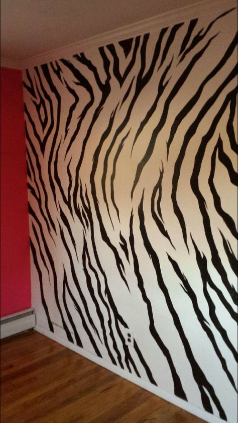 Y2k Wall Design, Animal Print Bedroom Decor, Animal Print Bedroom, 2000s Room, Zebra Wall, Future Apartment Decor, Poster Background Design, Interior Wall Design, Dreamy Room