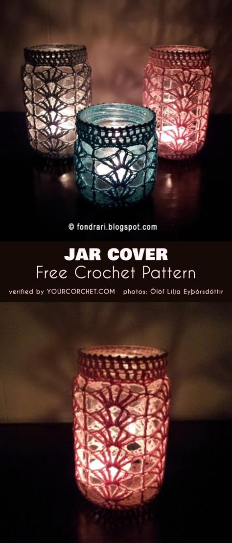 Jar Covers Ideas, Crochet Light Cover, Crochet Stash Jar Pattern, Easy Beginner Crochet Projects Tutorials, Crochet Jar Covers Free Pattern, Beginner Crochet Projects Step By Step, Crochet Jars, Stitch Videos, Crochet Candle