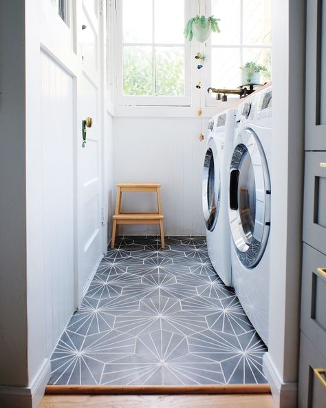 New Traditional San Francisco Remodel House Tour | Apartment Therapy Room Tiles Design, Room Floor Tiles, Spanish Style Bathrooms, Laundry Room Tile, Laundry Room Flooring, Laundry Room Renovation, Laundry Room Remodel, Room Tiles, Laundry Mud Room