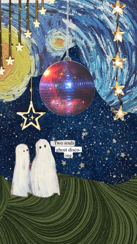 Disco Ghost, Ghosts Art, Sheet Ghost, Art Styles, Crafty Stuff, Art Collage, Night Skies, Your Aesthetic, Collage Art