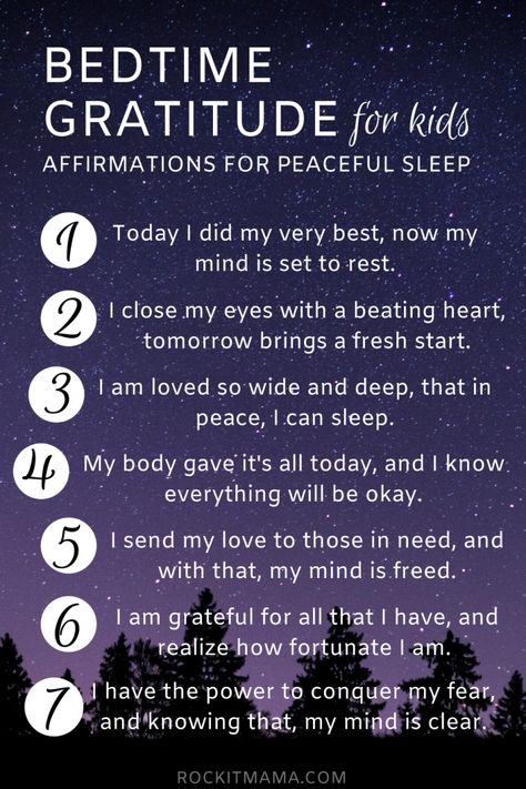 Bedtime Gratitude, Gratitude For Kids, Bedtime Affirmations, Uppfostra Barn, Positive Affirmations For Kids, Affirmations For Kids, Smart Parenting, Mindfulness For Kids, Kids Behavior