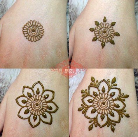 Easy Henna Step By Step, Henna Designs Simple Step By Step, Step By Step Mehendi Design, Beginner Mehndi Designs Simple, Easy Eid Henna Designs, Easy Mehendi Designs Step By Step, Mehendi Flower Designs Simple, Henna For Small Hands, How To Henna Tattoo Step By Step