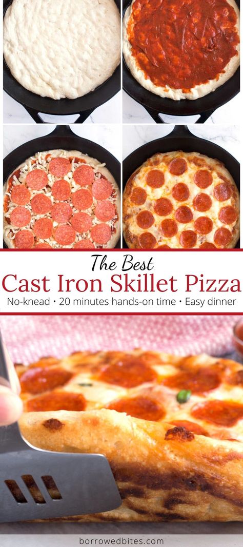 Cast Iron Pan Pizza, Pizza Hut Pan Pizza, Cast Iron Pizza Recipe, Skillet Pizza Recipe, Pan Pizza Recipe, Cast Iron Skillet Recipes Dinner, Cast Iron Skillet Pizza, Cast Iron Skillet Cooking, Cast Iron Pizza