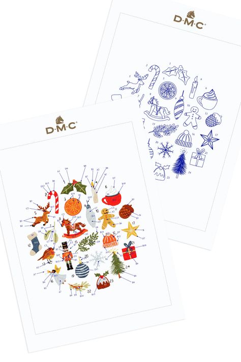 Embroidery Advent Calendar - Pattern - Free Embroidery Patterns - DMC Advent Calendar Embroidery, Advent Embroidery, Calendar Embroidery, Advent Calendar Pattern, Free Embroidery Patterns, Punch Needle Kits, Embroidery Transfers, Embroidery Scissors, Merino Wool Yarn