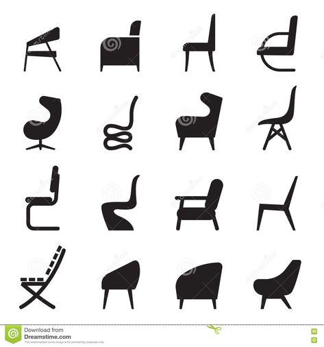 Illustration about Chair icons set side view Vector illustration Graphic Design symbol. Illustration of element, folding, concept - 72474183 Interior Design Logo Inspiration, Side View Drawing, Furniture Graphic, Chairs Logo, Chair Drawing, Furniture Design Sketches, Iconic Chairs, Interior Designer Logo, Doodle Art Journals