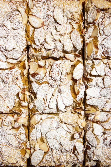 Almond Croissant Blondies - Taffey Bakery Almond Croissant Blondies Recipe, Gails Bakery Recipes, Easter Blondies Recipe, Gourmet Blondies, Almond Croissant Muffins, Almond Croissant Baked Oats, Amazing Baked Goods, Almond Croissant Blondies, Almond Croissant Blondie