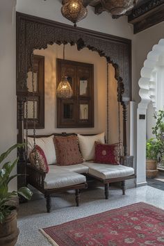 Rich House Decor, Indian Aesthetic Interior, Rustic Indian Home Decor, Indian Aesthetic Home Decor, Modern Indian Interiors, Indian Aesthetic House, Indian Room Design, Indian Inspired Decor Living Rooms, Indian Bedroom Decor Modern