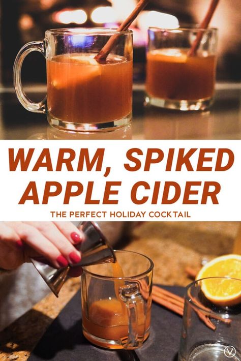 Spike Hot Apple Cider, Apple Cider Recipe Alcoholic, Spiked Apple Cider Hot, Hot Apple Cider Cocktail Recipes, Spiked Hot Cider Recipe, Spiked Spiced Apple Cider, Warm Cider Alcohol Drinks, Apple Cider Spiked Drink, Hot Holiday Drinks Alcohol