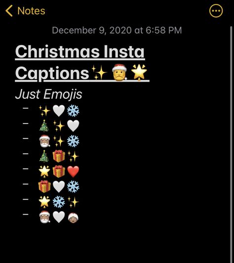 Best Aesthetic Christmas Instagram Captions with just Emojis Captions With Emojis Instagram, Aesthetic Christmas Captions, Christmas Instagram Aesthetic, Christmas Snapchat Friend Emojis, Christmas Bios For Instagram, Christmas Bio Ideas, Christmas Emojis Aesthetic, Christmas Aesthetic Story, Christmas Instagram Post Ideas