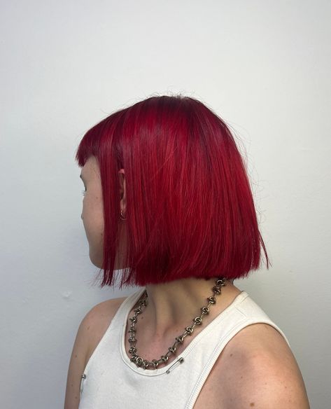 Bright Dark Red Hair, Bright Red Short Hair, Sci Fi Hair, Hair Inspo Color Short, Dark Red Bob, Vampire Red Hair, Manic Panic Red, Short Red Bob, Violet Red Hair