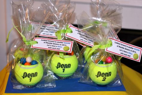 Tennis ball party favor with gumballs - made for my BALL themed party Tennis Ball Crafts, Tennis Decorations, Tennis Crafts, Tennis Birthday Party, Tennis Cake, Wimbledon Party, Tennis Party Decorations, Tennis Team Gifts, New Years Ball