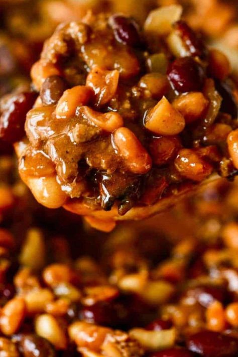 Cowboy Baked Beans, Calico Beans, Slow Cooker Baking, Cowboy Beans, Hp Sauce, Baked Bean Recipes, Best Party Food, Pioneer Woman Recipes, Beans Recipe