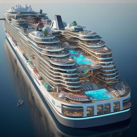 Cruise Ship Design Concept, Futuristic Ship, Luxury Cruise Ship Aesthetic, Luxury Ship, Icon Of The Seas, Expensive Yachts, Cruise Ship Pictures, Worlds Largest Cruise Ship, Navigator Of The Seas