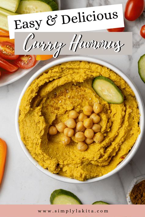 Curry Hummus is creamy, flavorful, and delicious hummus recipe that can be made in minutes to pair with your favorite vegetables or crackers. It is simple and not overly spicy. simplylakita.com #curry #hummusrecipe Curry Hummus Recipe, Beach Picnic Ideas, Curry Hummus, Vegetable Platter, Picnic Ideas, Portable Food, Hummus Recipe, Picnic Food, Beach Picnic