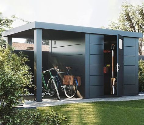 Cool Shed Ideas, Modern Garden Shed, Bicycle Storage Shed, Creative Storage Ideas, Sheds Ideas Backyard, Outdoor Bike Storage, Cool Sheds, Outdoor Shed, Outdoor Garden Storage