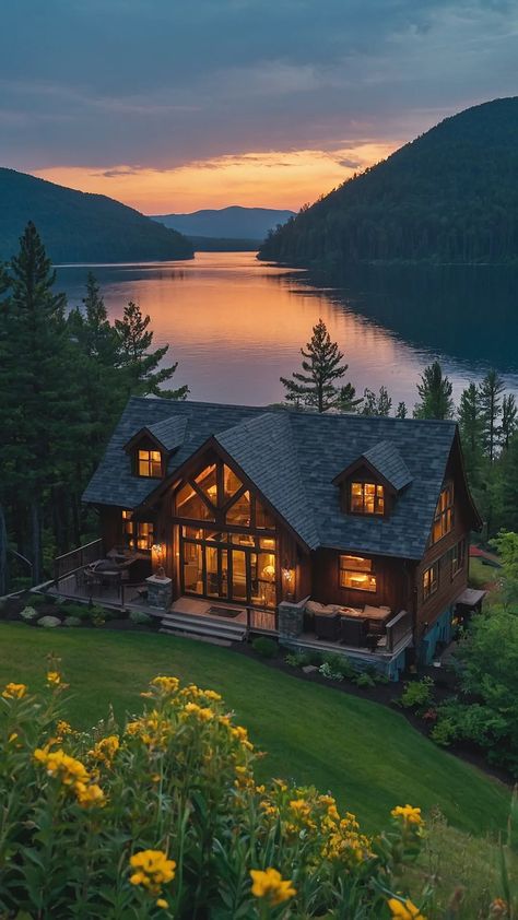 Open Floor Plans, Mountain Aesthetic Living Room, Aesthetic Lake House, Lake House Living, Lake House Ideas, Aesthetic Lake, Mountain Aesthetic, Mountains Aesthetic, Lakeside Living