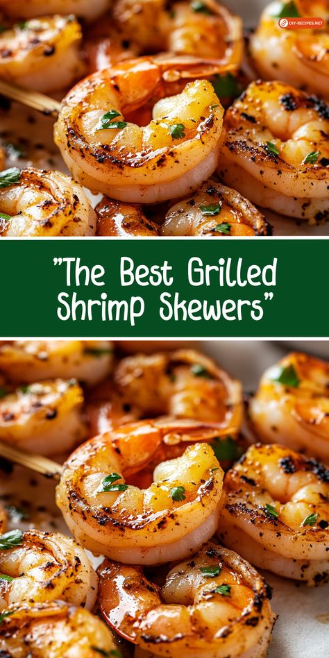 Make the best grilled shrimp skewers with a lemon and garlic marinade! This quick and easy recipe is perfect for BBQs or family dinners. Shrimp Skewers On The Grill, Shrimp Recipes Grilled Skewers, Grilling Recipes Shrimp, Grilled Shrimp Marinade Easy, Grilled Pesto Shrimp Skewers, Marinade For Grilled Shrimp, Shrimp Bbq Recipes Skewers, Shrimp Marinade For Grill Skewers, Shrimp Skewers Grill Kabob Recipes